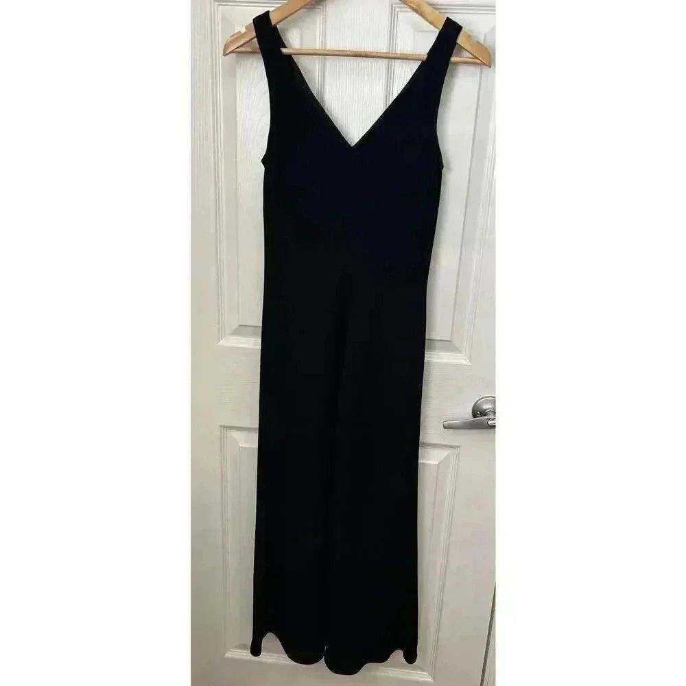 Vintage 90s Rhinestone LBD Evening Bias Cut Black Maxi Dress Jones New York Sz 8 - Picture 7 of 16